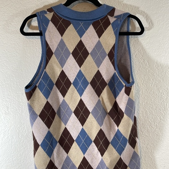 RSQ Argyle Diamond Short Sweater Dress Size 2XL Sleeveless Collar V-Neck NEW - Picture 7 of 12